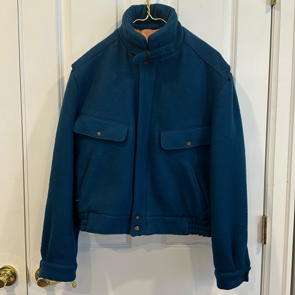 VTG Progressions WPL 8046 Teal Wool Bomber Jacket Size 40